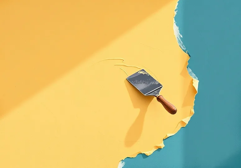 Application d'un enduit décoratif à la lisseuse sur un mur