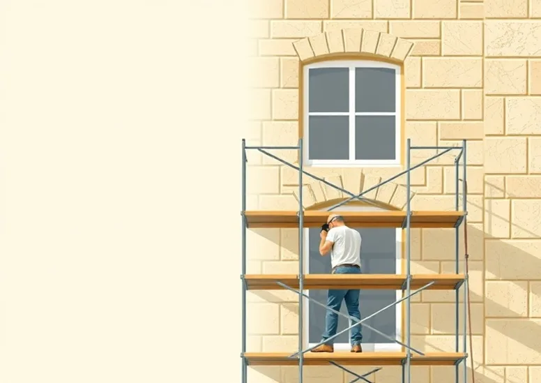Ravalement de façade en pierre, nettoyage et application d'enduit
